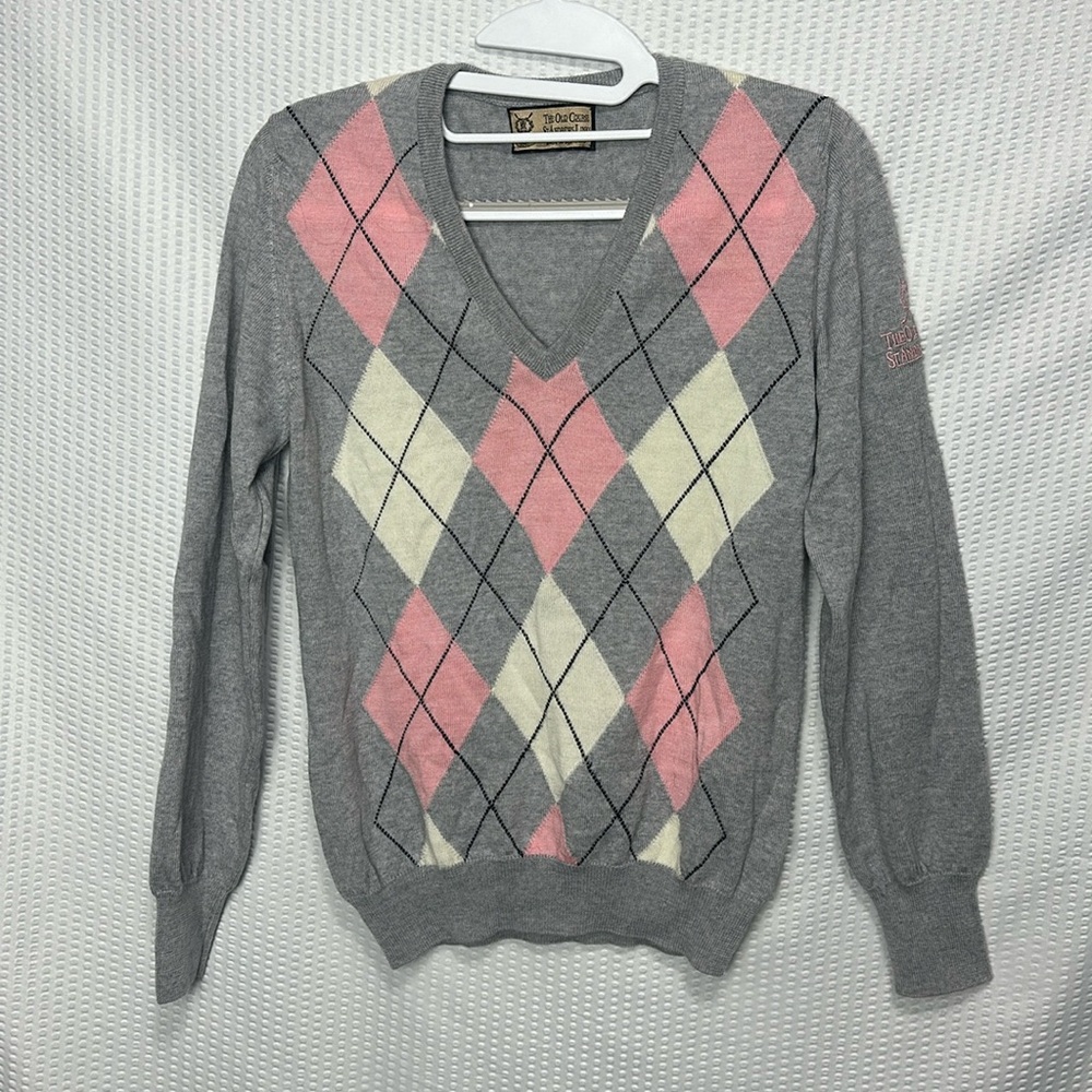 St. Andrews Links Argyle Sweater woman  Size S Scottish